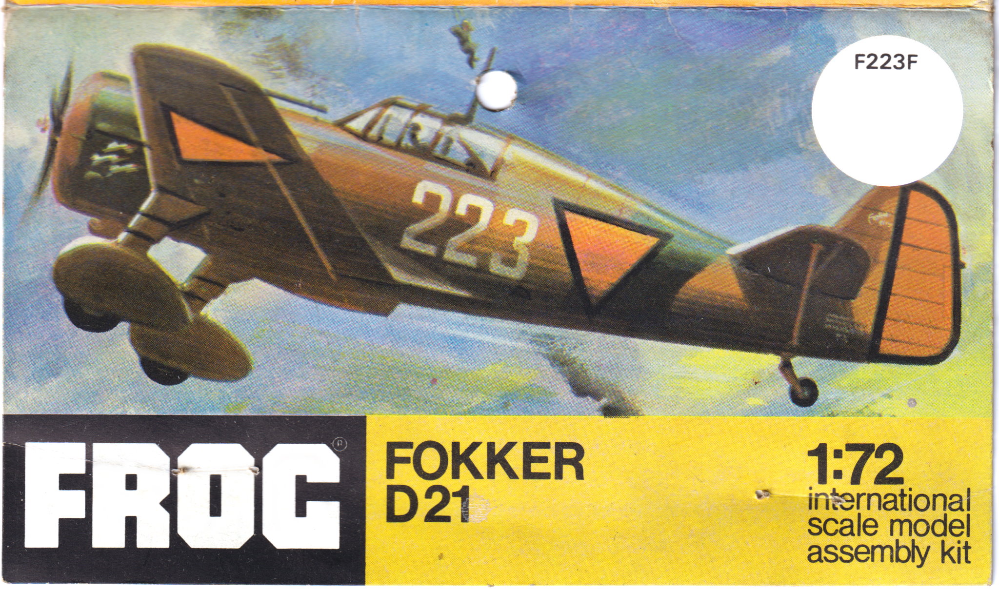 FROG F223F Fokker DXXI, Rovex Industries, 1970 header card